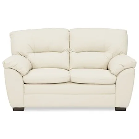 Casual Leather Loveseat with Pillow Arms (in Fabric)